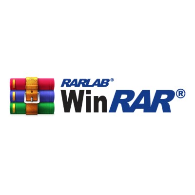WinRAR logo with colorful stacked books.