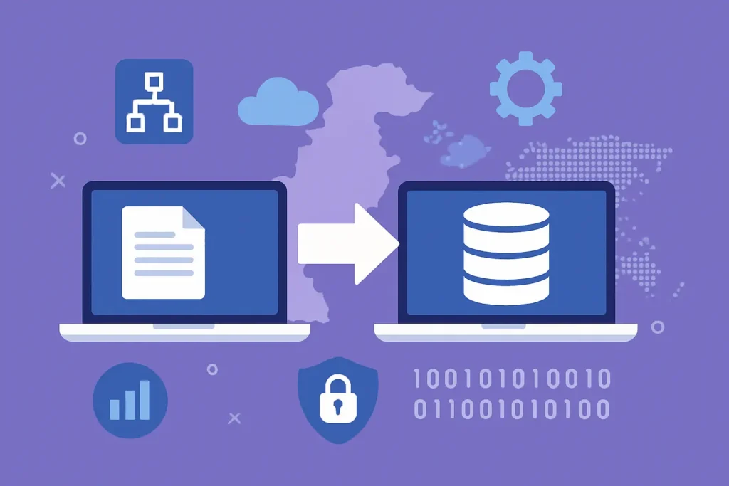 Data transfer illustration between computers