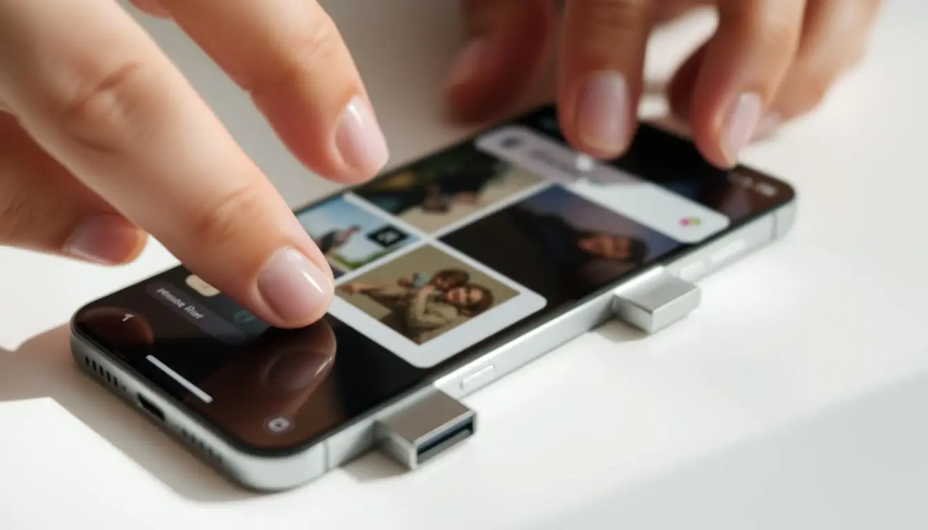 Person interacting with a smartphone touchscreen.