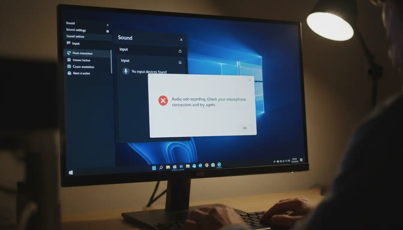 Error message: microphone not detected.