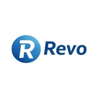 Revo logo featuring blue colors
